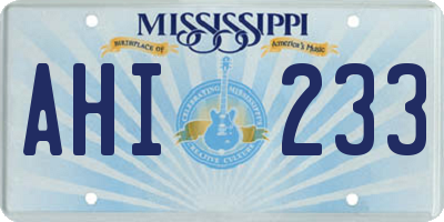 MS license plate AHI233