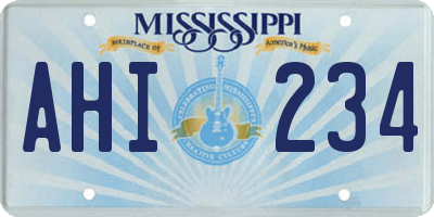 MS license plate AHI234