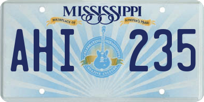 MS license plate AHI235