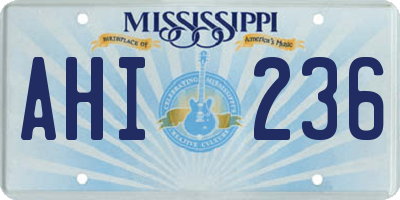 MS license plate AHI236