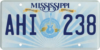MS license plate AHI238