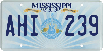 MS license plate AHI239