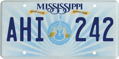 MS license plate AHI242