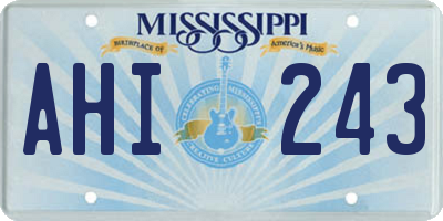 MS license plate AHI243
