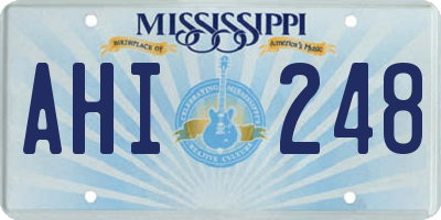 MS license plate AHI248