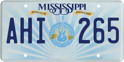 MS license plate AHI265