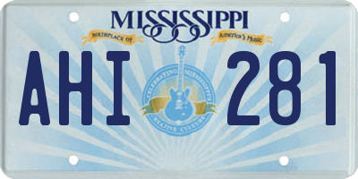 MS license plate AHI281