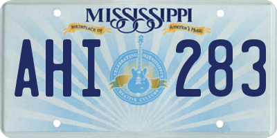 MS license plate AHI283