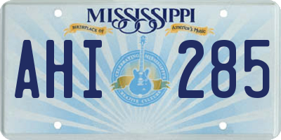 MS license plate AHI285