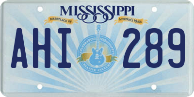 MS license plate AHI289