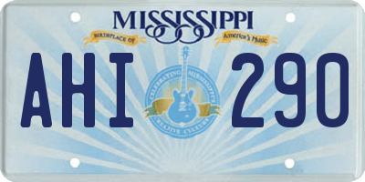 MS license plate AHI290
