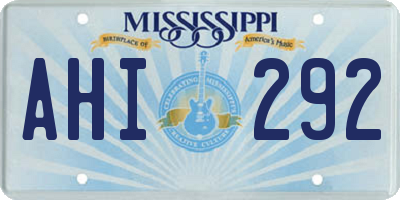 MS license plate AHI292