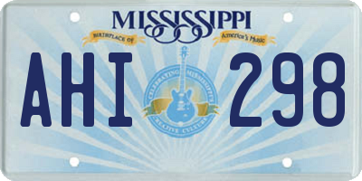 MS license plate AHI298