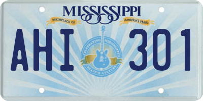 MS license plate AHI301