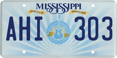 MS license plate AHI303