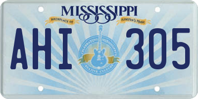 MS license plate AHI305