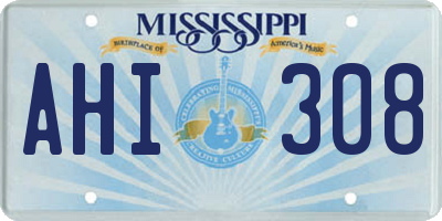 MS license plate AHI308