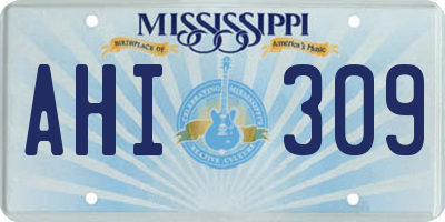 MS license plate AHI309