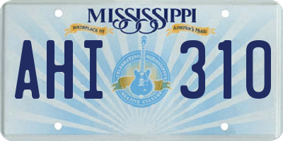 MS license plate AHI310