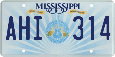 MS license plate AHI314