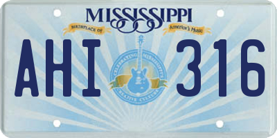 MS license plate AHI316