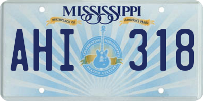 MS license plate AHI318
