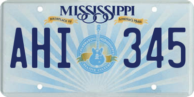 MS license plate AHI345