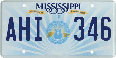 MS license plate AHI346
