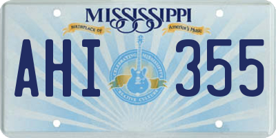 MS license plate AHI355