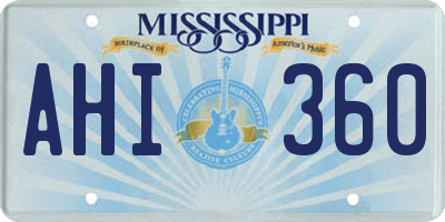 MS license plate AHI360