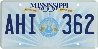 MS license plate AHI362