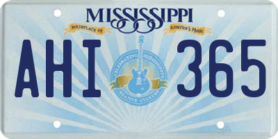 MS license plate AHI365