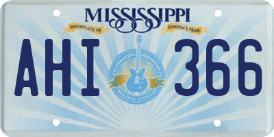 MS license plate AHI366