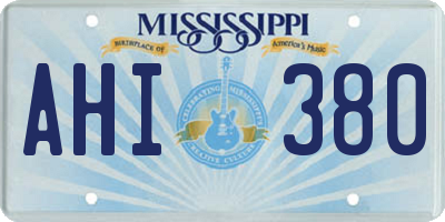 MS license plate AHI380