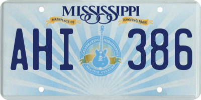 MS license plate AHI386