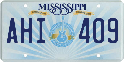 MS license plate AHI409