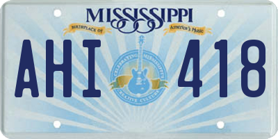 MS license plate AHI418
