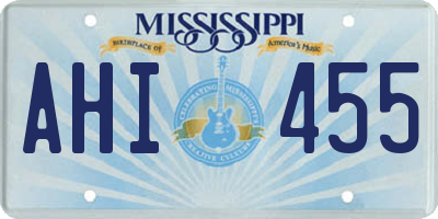 MS license plate AHI455