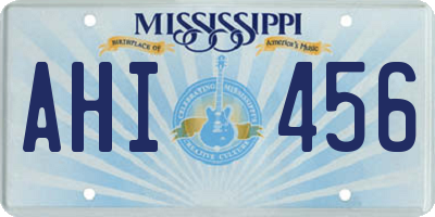 MS license plate AHI456