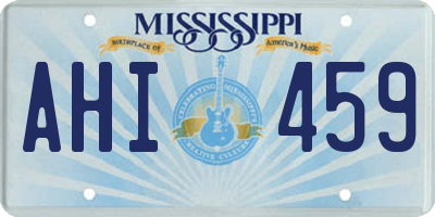 MS license plate AHI459