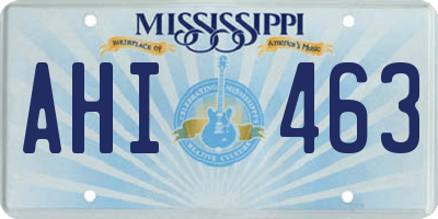 MS license plate AHI463