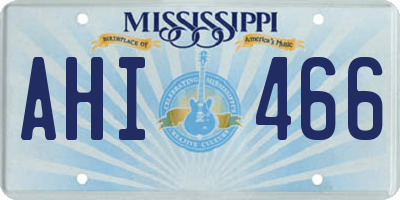 MS license plate AHI466