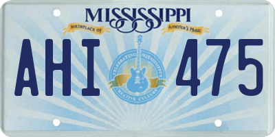 MS license plate AHI475