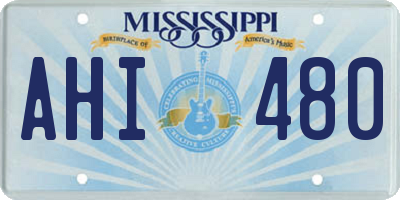 MS license plate AHI480