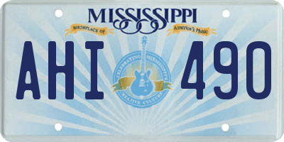 MS license plate AHI490