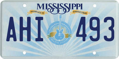 MS license plate AHI493