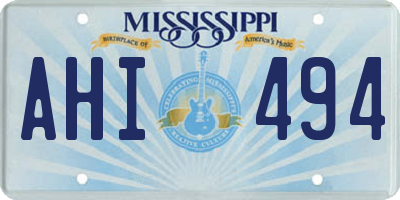 MS license plate AHI494