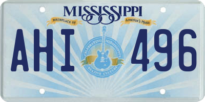 MS license plate AHI496