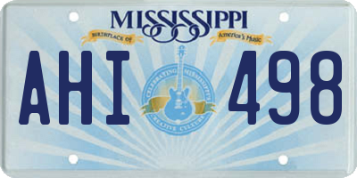 MS license plate AHI498
