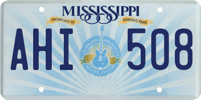 MS license plate AHI508